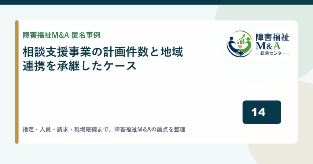 【匿名事例】相談支援事業の計画件数と地域連携を承継したケース