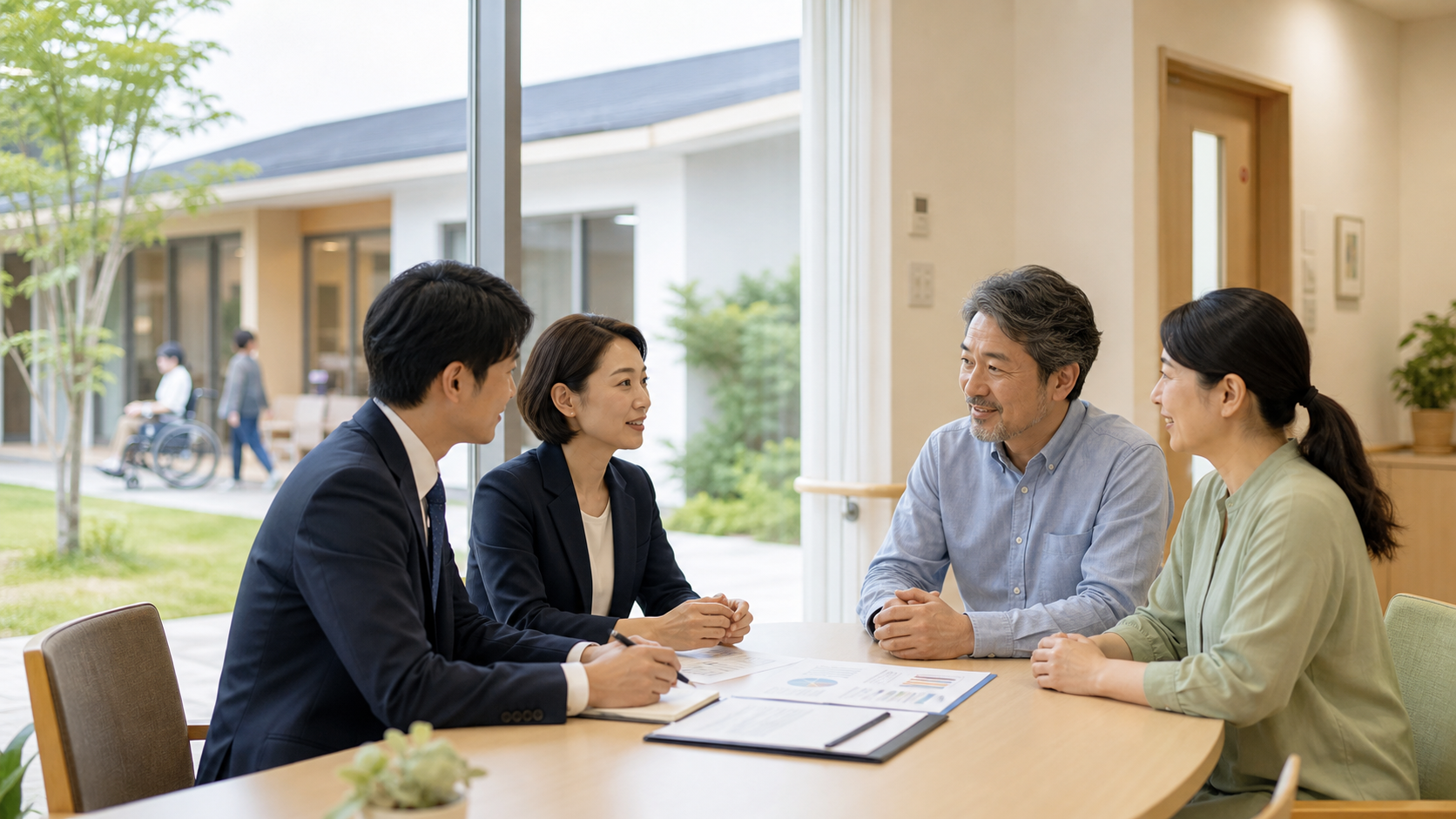 障害福祉事業の譲渡と承継について相談する様子
